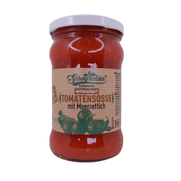 Schorfheider Tomatensauce mit Meerrettich (Mittelscharf)