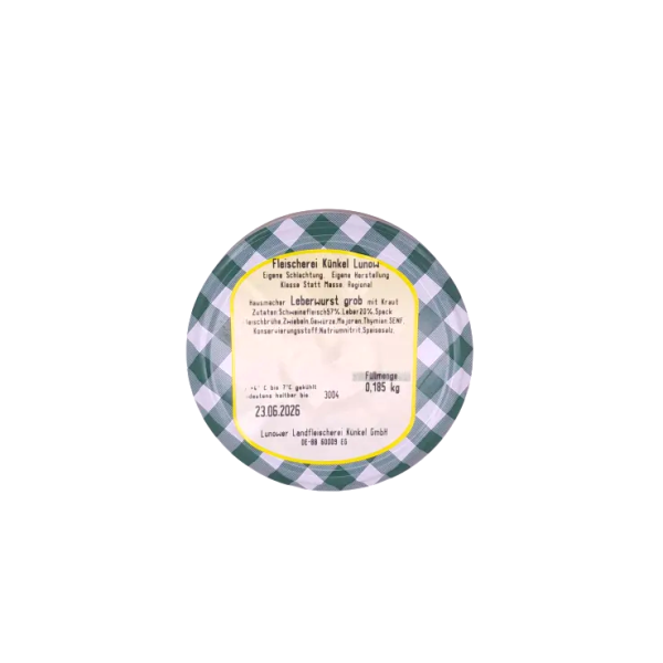 Fleischerei Künkel Lunow Leberwurst grob im Glas, 150g