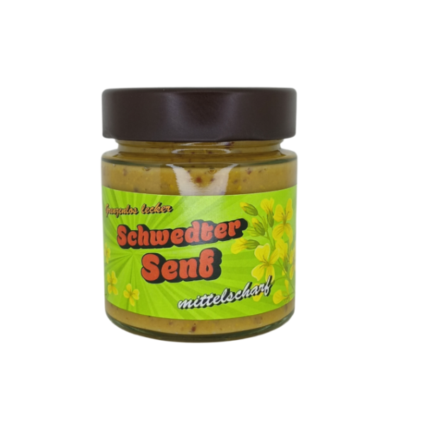 Schwedter Senf 150ml im Glas, mittelscharf